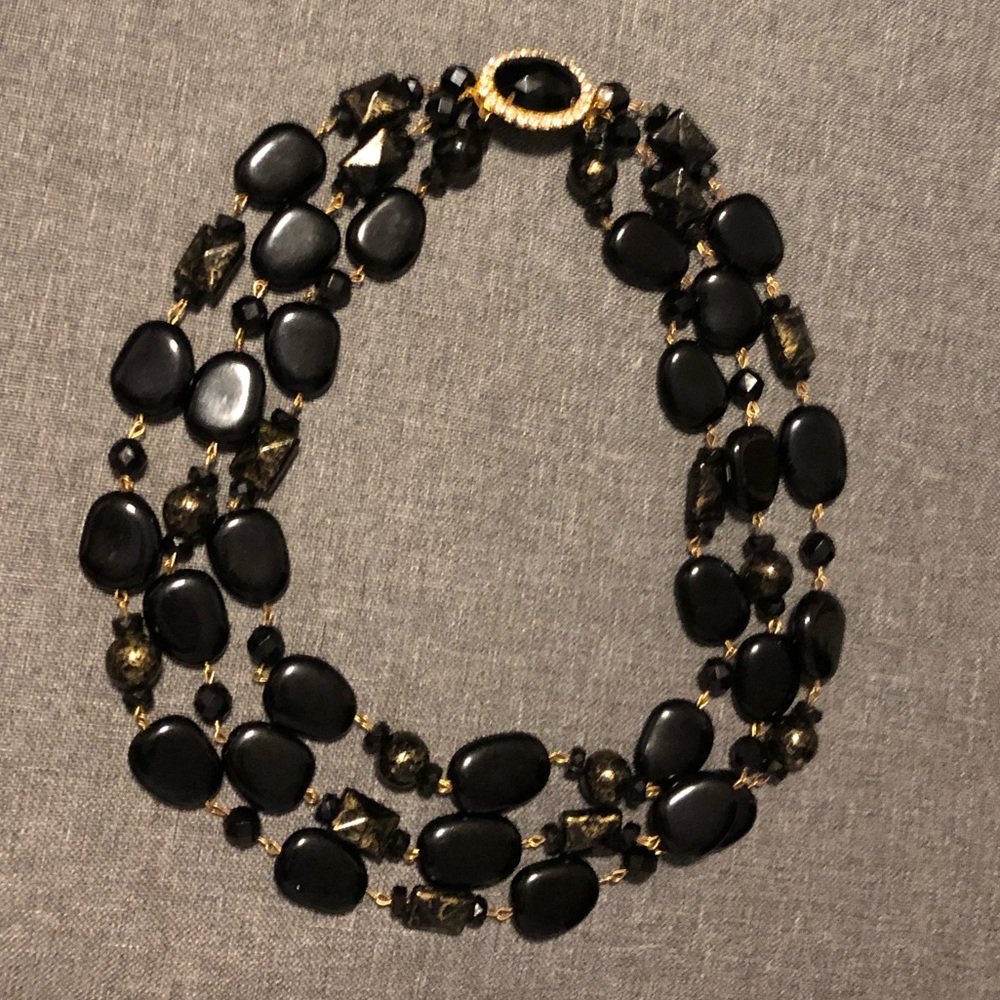 Black Stone Layered Necklace